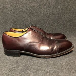 Johnston & Murphy Cap Toe Oxfords Mens Size 11.5 B/AA Burgundy Leather 24-8565